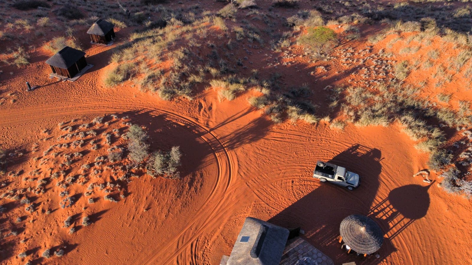 Aerial of a single dune-camp from above